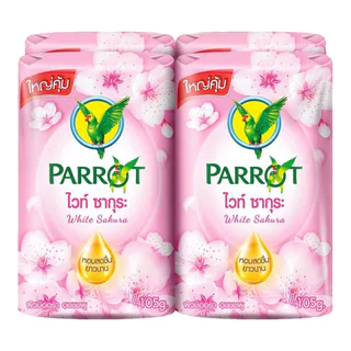 FernnyBaby สบู่นกแก้ว Parrot Herbal 105G 4PC สูตร ไวท์ซากุระ สีซากุระ แพค 4 ก้อน 105 กรัม