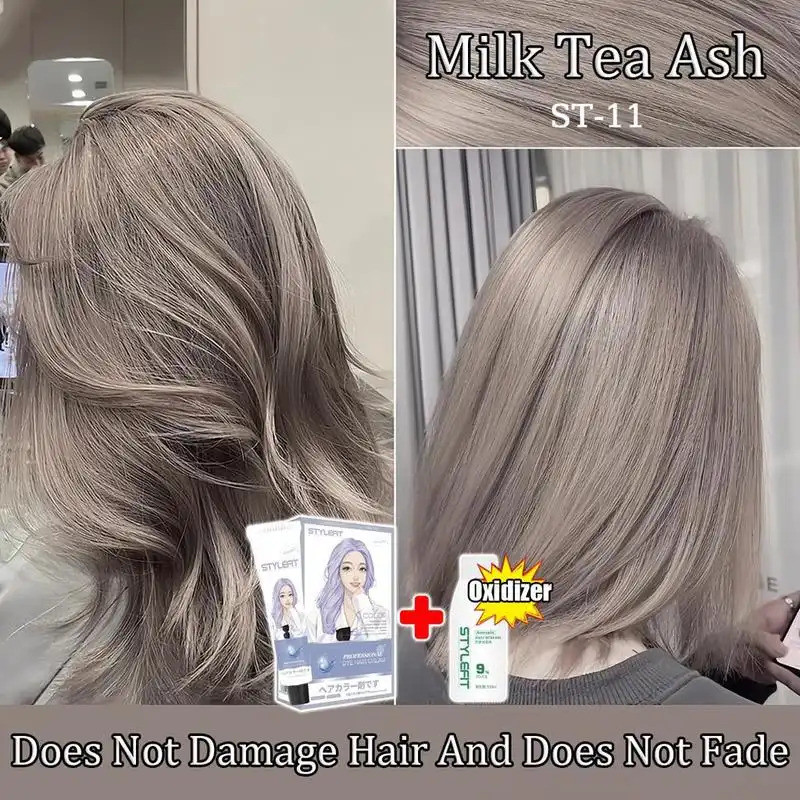 STYLEFIT ชานม Ash สีเทา KPOP จัดแต่งทรงผมสี ST-11 เกาหลีไม่ทําให้ผมเสียหรือจางหาย