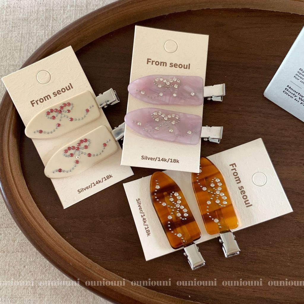 ประกาย Rhinestones แต่งหน้าคลิปประณีต Acetate Hairpin