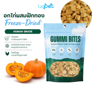 อกไก่ผสมฟักทอง Freeze-Dried ฟรีซดราย สุนัขและแมว เกรดพรีเมียม 50g GUMMI BITES