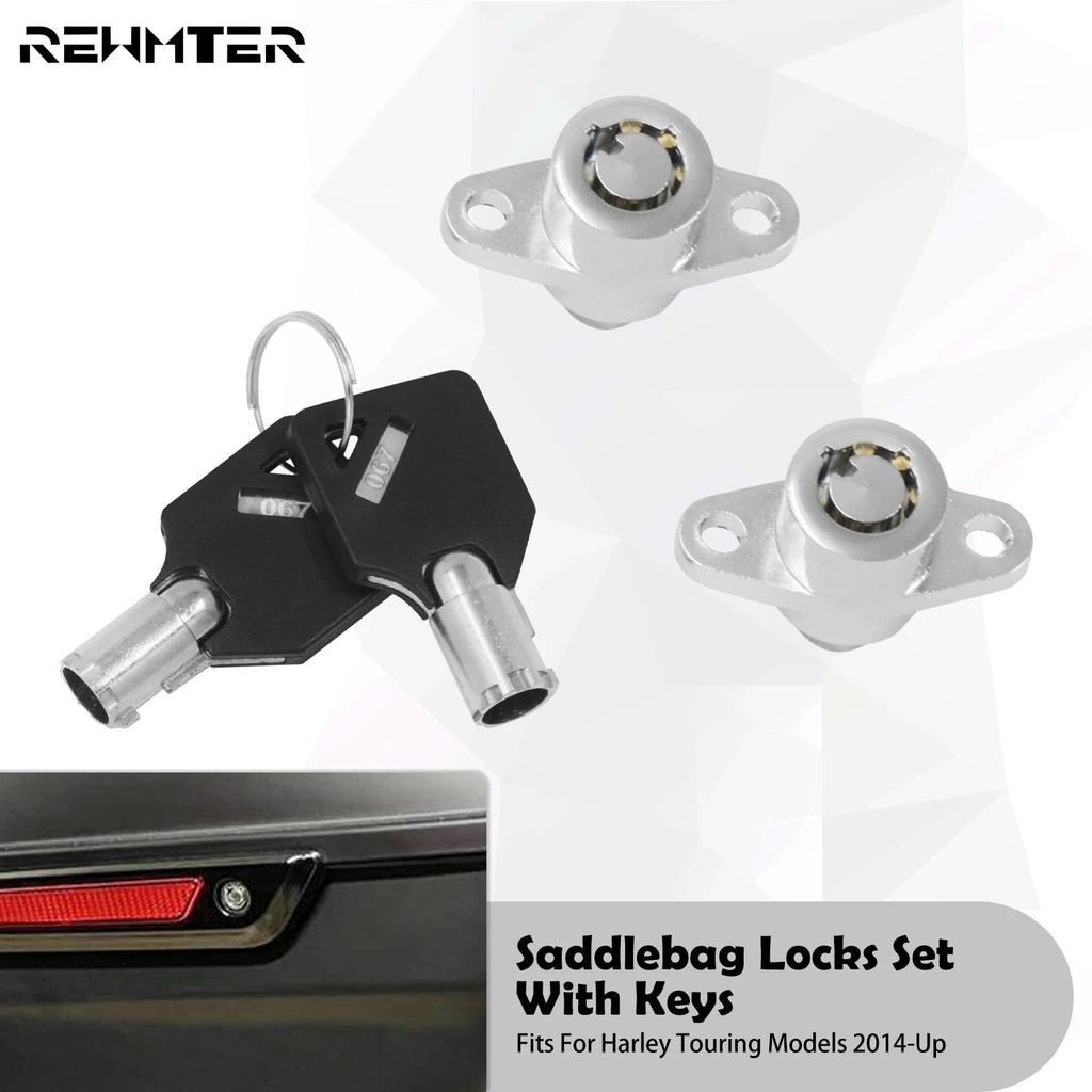 VC Motorcycle Steel Hard Saddlebag Lock With 2 Key Kit Set For Harley Touring Electra Street Road FL