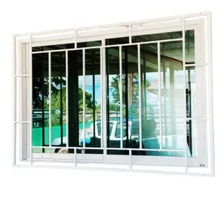 หน้าต่างเหล็กดัด ขนาด 110*110ซม. สีขาวกับสีดำ(บานเดี่ยว)แข็งแรง กันขโมย**สั่งทำขนาดพิเศษได้
