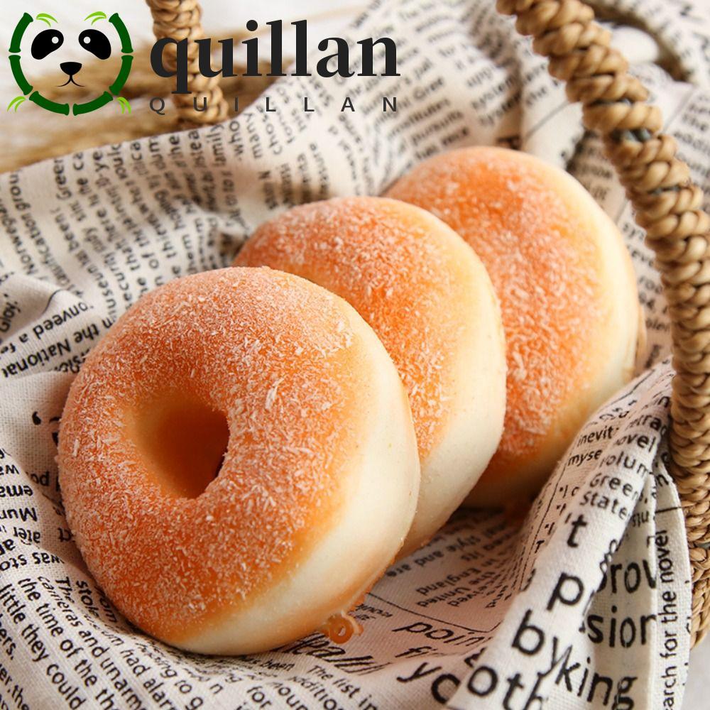 QUILLAN ขนมปังเทียมจําลองของเล่น, อุปกรณ์ถ่ายภาพโดนัทขนมปังปิ้งอาหารปลอม, บีบหลอกคน, เครื่องประดับบ้าน