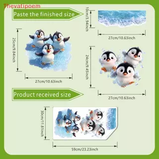 [Thevatipoem] Swimming Little Penguin Toilet Stier, Self-กาวกันน้ํา,รูปลอกตกแต่งห้องน้ํา,ผ้าคลุมเบาะห้องน้ําStier HOT