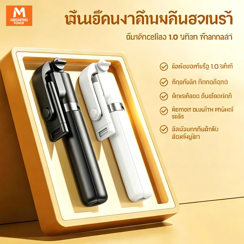 ไม้เซลฟี่ อเนกประสงค์ 360° ขาตั้งกล้อง แบบหมุนได้ พร้อมไฟ LED พร้อมรีโมตคอนโทรล