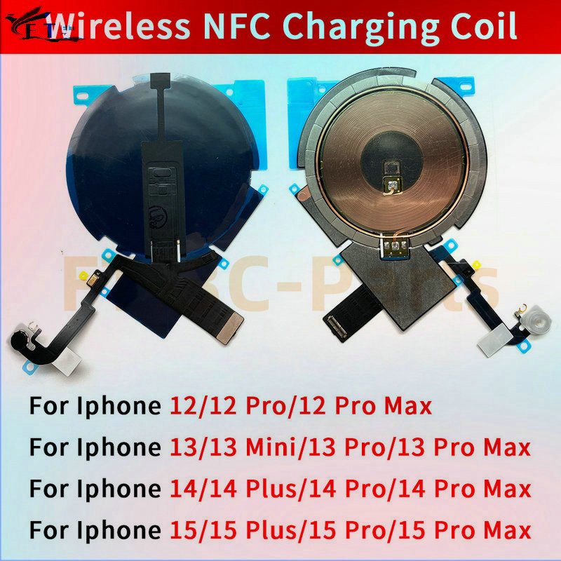 สําหรับ Iphone 15 14 13 12 Pro Max 13 12 mini 14 15 Plus ไร้สายชาร์จชิปคอยล์ NFC พร้อมแม่เหล็กปริมาณ Flex Cable เปลี่ยนอะไหล่