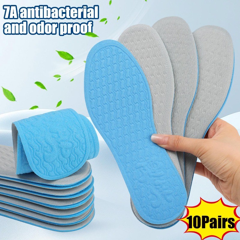 แผ่นรองพื้นเท้าเปล่าแบบเบาะยางลาเท็กซ์ 10 คู่ | พื้นรองเท้าบางระบายอากาศที่ทนต่อกลิ่นป้องกันการลื่นเหมาะกับรูปแบบรองเท้าส่วนใหญ่ใช้ซ้ํา