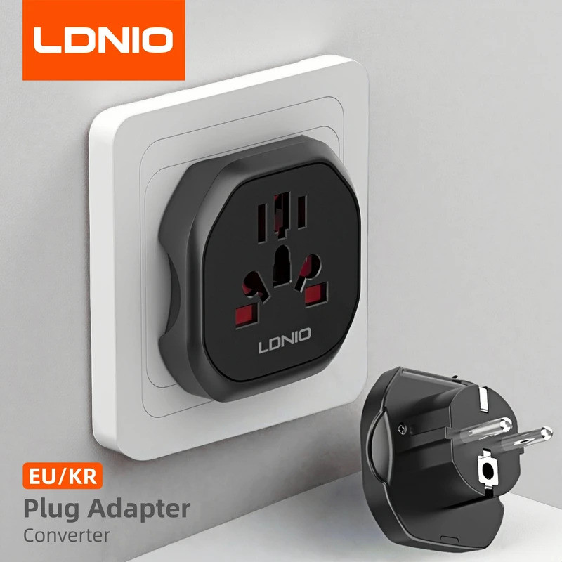 LDNIO เกาหลี EU ปลั๊กอะแดปเตอร์ 2500W Travel Adapter Converter คุณภาพสูง Universal Socket AU US UK CN ถึง EU KR 4.8 มม.ผนังซ็อกเก็ต
