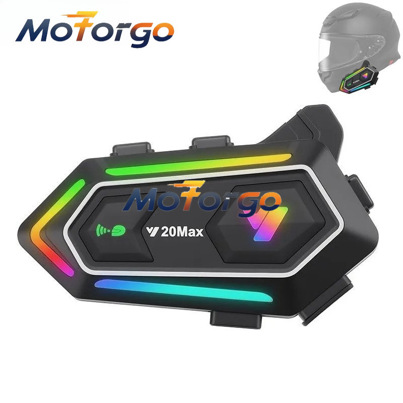Y20 MAX หมวกกันน็อคมอเตอร์ไซค์ Intercom ไร้สาย RGB Light ผสมชุดหูฟังปั่นจักรยานกันน้ํา