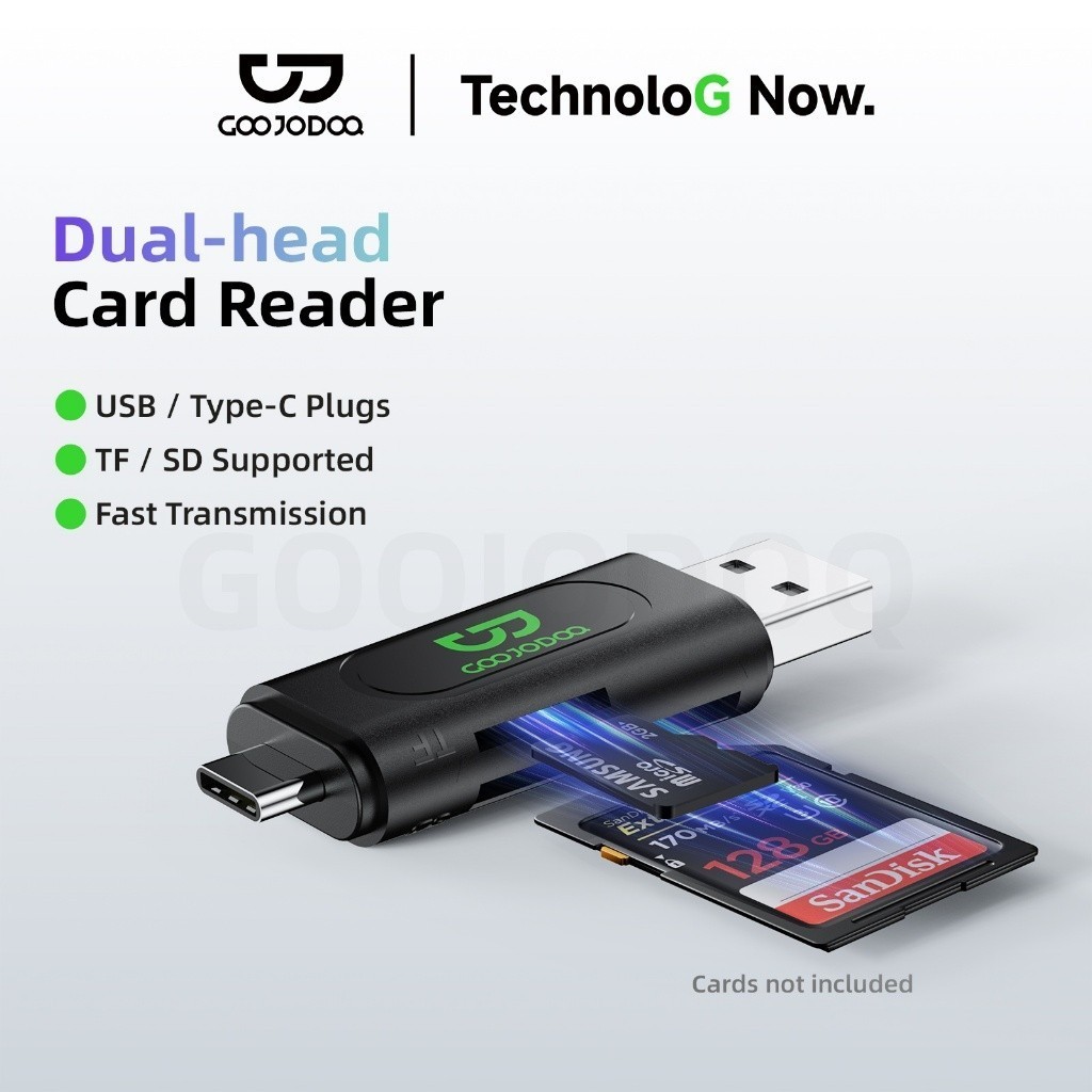 GOOJODOQ TF / SD เครื่องอ่านการ์ดหน่วยความจำพอร์ต USB C ความเร็ว 480Mbps เข้ากันได้กับ Mac - Book