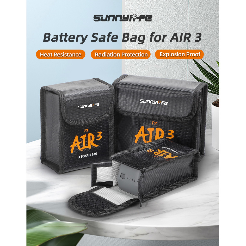 สําหรับ DJI AIR 3S/AIR 3 Drone LiPo แบตเตอรี่ปลอดภัยกระเป๋าป้องกันการระเบิดป้องกันกระเป๋าแบตเตอรี่กร