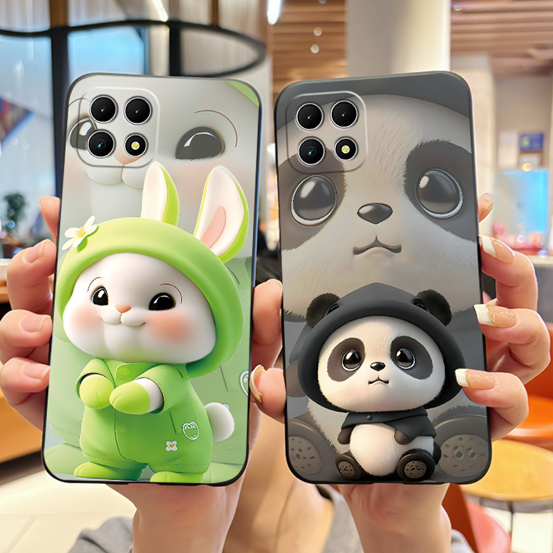 เคสโทรศัพท์สีดําสําหรับ TCL T-Mobile REVVL 7 5G/T-Mobile T โทรศัพท์ 2 5G กันกระแทกปลอกนุ่มน่ารักปุยก
