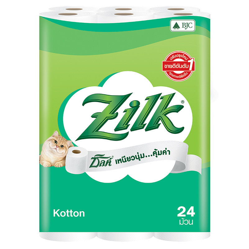 ซิลค์คอตตอนกระดาษชำระ 24ม้วน Zilk Kotton Toilet Tissue 24rolls [หมายเลขบาร์โค้ด 8850046100088 ] ราคาถูก Shopee Lazada