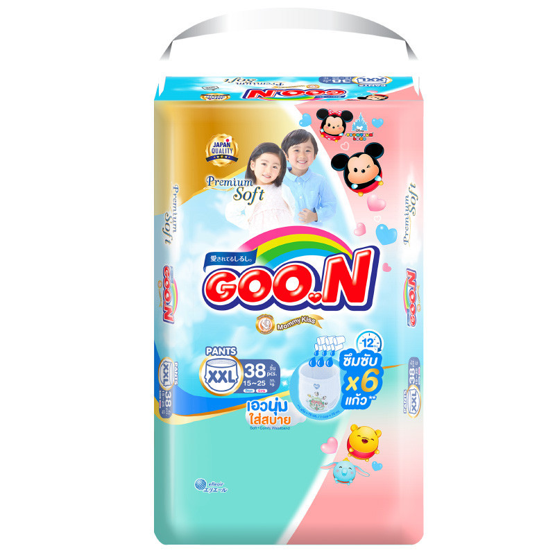 กูนน์กางเกงผ้าอ้อมเด็กขนาด XXL 38ชิ้น GOO.N Premium Baby Diaper Pants Size XXL 38pcs. [หมายเลขบาร์โค้ด 8858947862050]