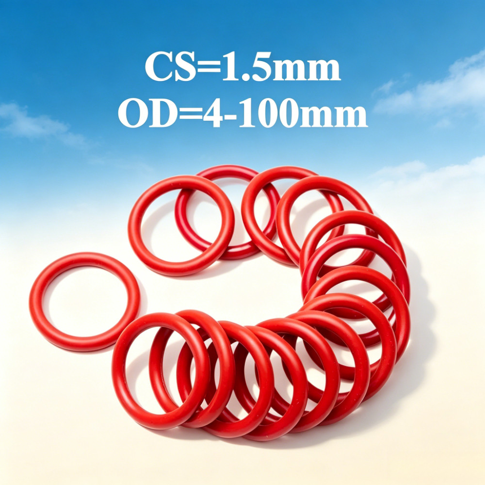 (KZS)แหวนซีลโอริงซิลิโคนสีแดง CS1.5 มม.* OD4-100 มม.ซีลกันน้ําสําหรับอุตสาหกรรมและใช้ในบ้าน
