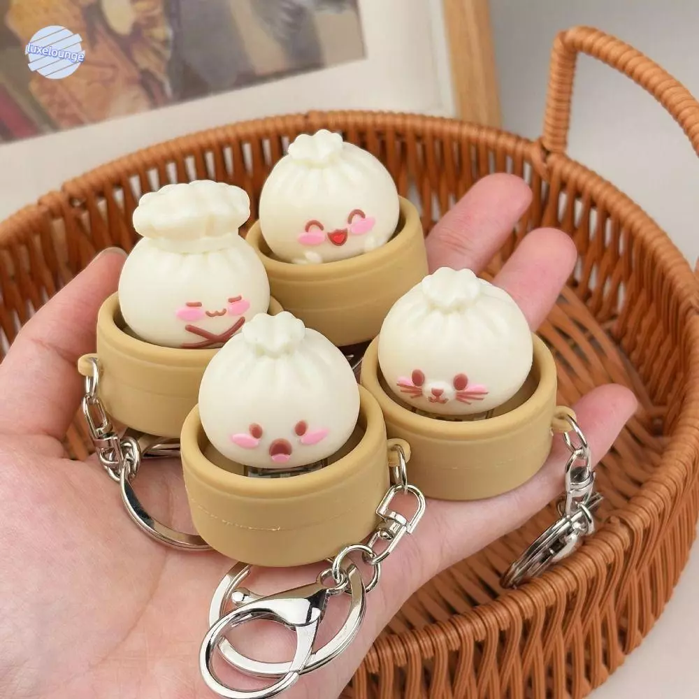 CLICKER พวงกุญแจห้อยกระเป๋า ซาลาเปา 3D ของเล่นคลายเครียด การ์ตูนน่ารัก จี้กระเป๋าเป้าขนาดเล็ก สำหรับเด็กชายหญิง