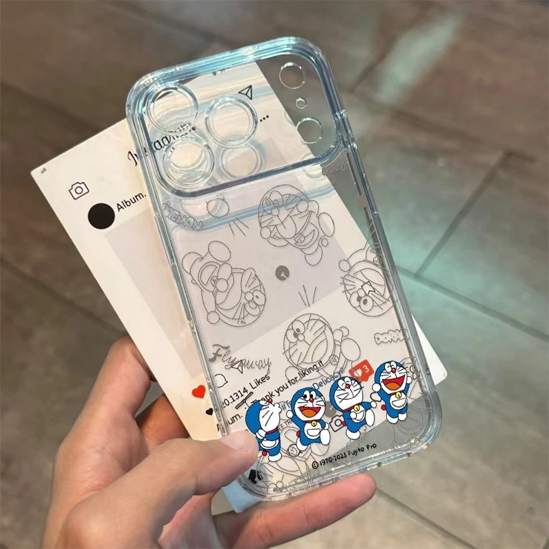 การ์ตูนการ์ตูนโดราเอมอนโทรศัพท์มือถือนุ่มเคสใสเข้ากันได้iPhone 7Plus 15Plusพรีเมี่ยม14Plus 13ProMaxแฟชั่น16ProMax 12ProMax Creative 11 XR 17PROกันกระแทกป้องกันกรณี
