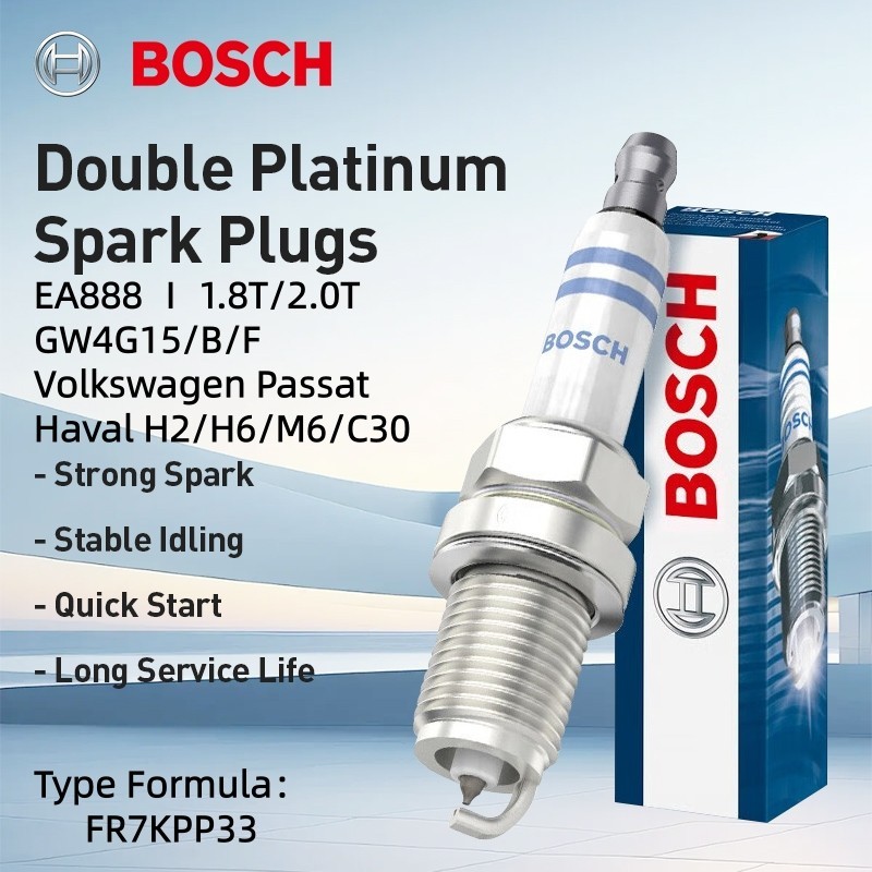 Bosch Double Platinum Spark Plug อะแดปเตอร์แพ็คเดี่ยว EA888 I 1.8T/2.0T GW4G15/B/F Volkswagen Passat