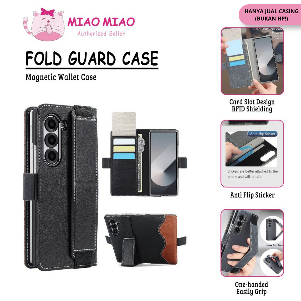 พับกระเป๋าสตางค์หนังสําหรับ Samsung Galaxy Z FOLD 5 Z FOLD 6 Z FOLD 7/ZFOLD5 ZFOLD6 ZFOLD7 กรณีหนังก