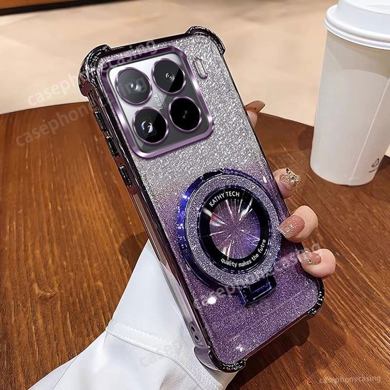 เคสโทรศัพท์สําหรับ Xiaomi 17T 17 Pro Max 17TPro 17ProMax 4G 5G 2026 Glitter CD ปลอกแม่เหล็กขาตั้งแม่เหล็กชุบซิลิโคนกันกระแทกเลนส์ป้องกันปกหลัง