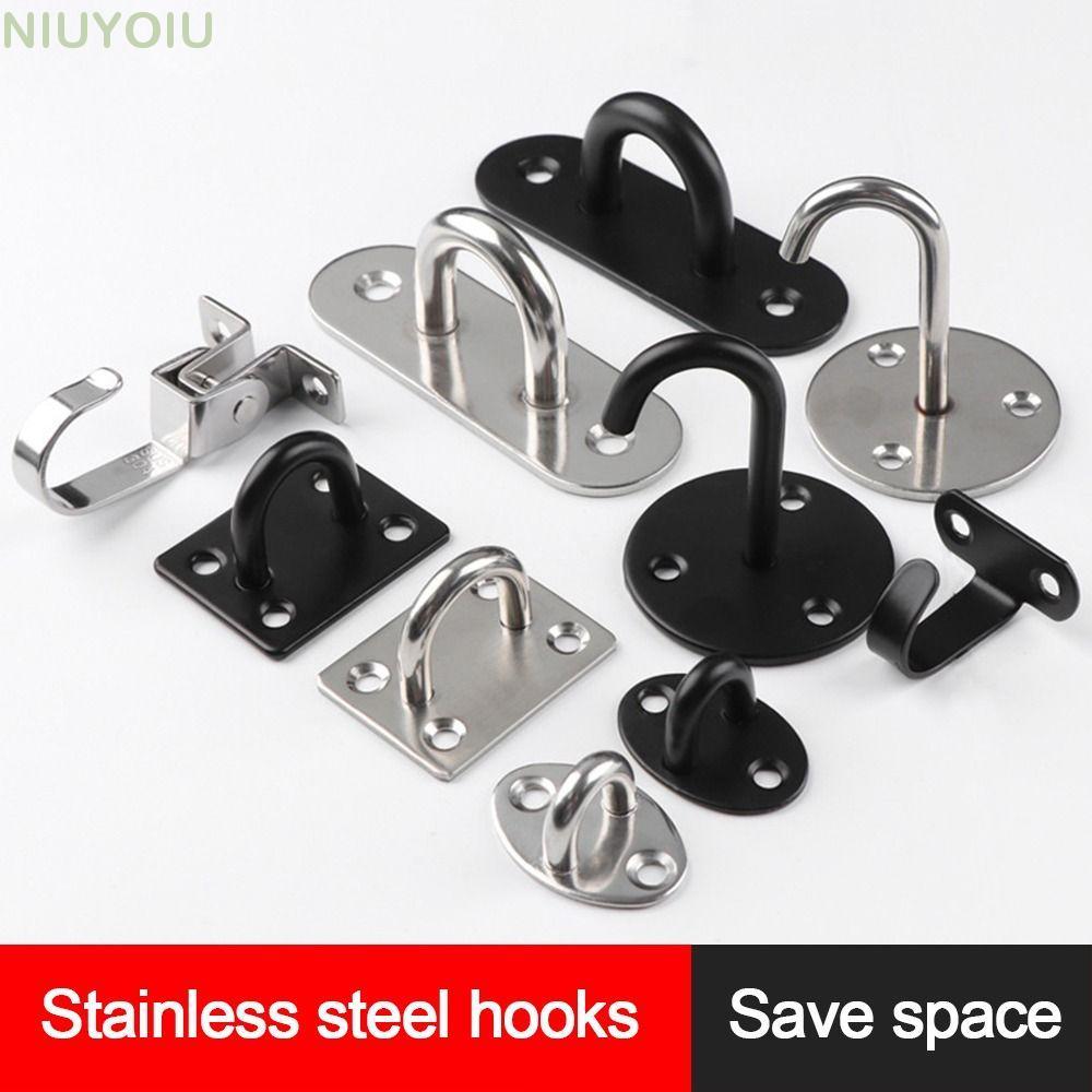 NIUYOIU 1 ชิ้นเพดานแขวน, Pad Eye Plate Deck Wall Hook, สแตนเลสทนทาน U/J-Shaped หัวเข็มขัดประตูคงที่สําหรับโคมไฟพัดลม