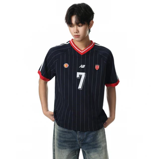 PannoFluxus เสื้อยืดผู้ชายแขนสั้นอเมริกันอินเทรนด์ลายคอวีคุณภาพสูง unisex jersey