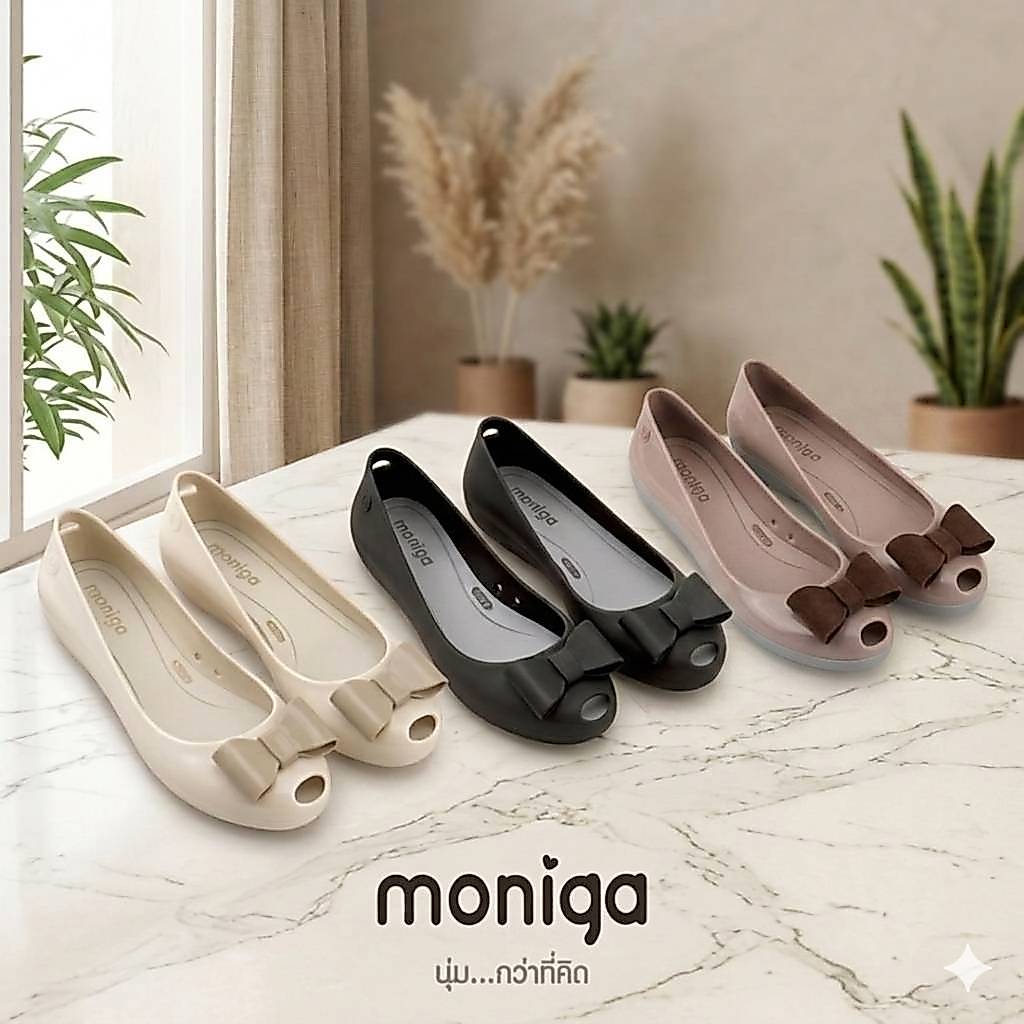 MONIGA รองเท้าคัชชูยางนิ่ม รุ่น Julie Bow ไซส์ 5-8