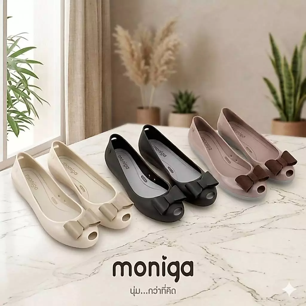 MONIGA รองเท้าคัชชูยางนิ่ม รุ่น Julie Bow ไซส์ 5-8