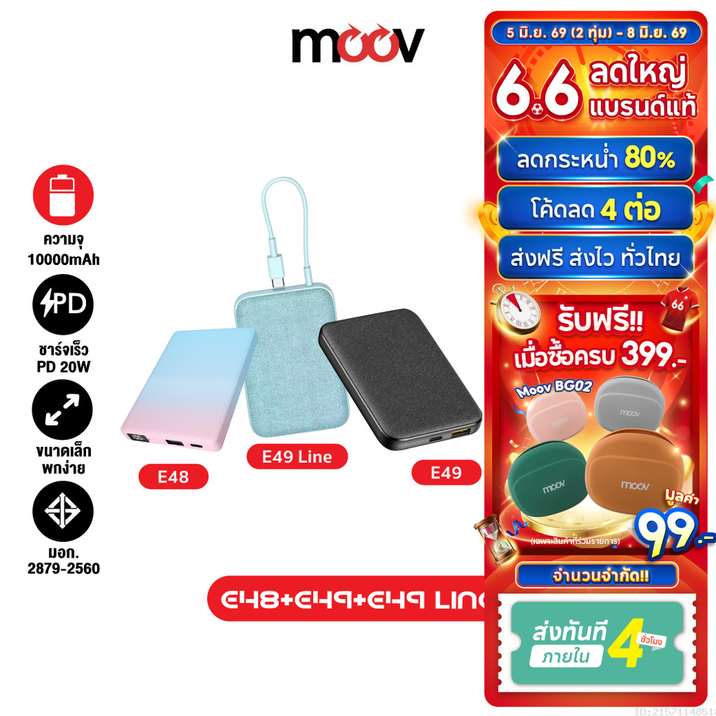 [ส่งไว] Orsen by Eloop E48 E49 E49 Line แบตสำรอง มีสายในตัว 10000mAh ชาร์จเร็ว Type C QC 3.0 PD 20W 