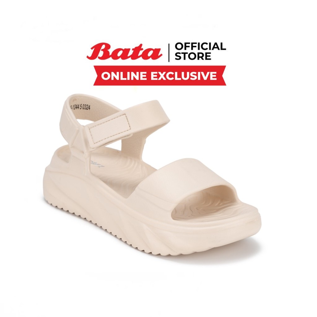 Online Exclusive Bata FLOATZ บาจา รองเท้าแตะรัดส้น แฟชั่น น้ำหนักเบา สำหรับผู้หญิง สีออฟไวท์ 6101044 สีดำ 6106044