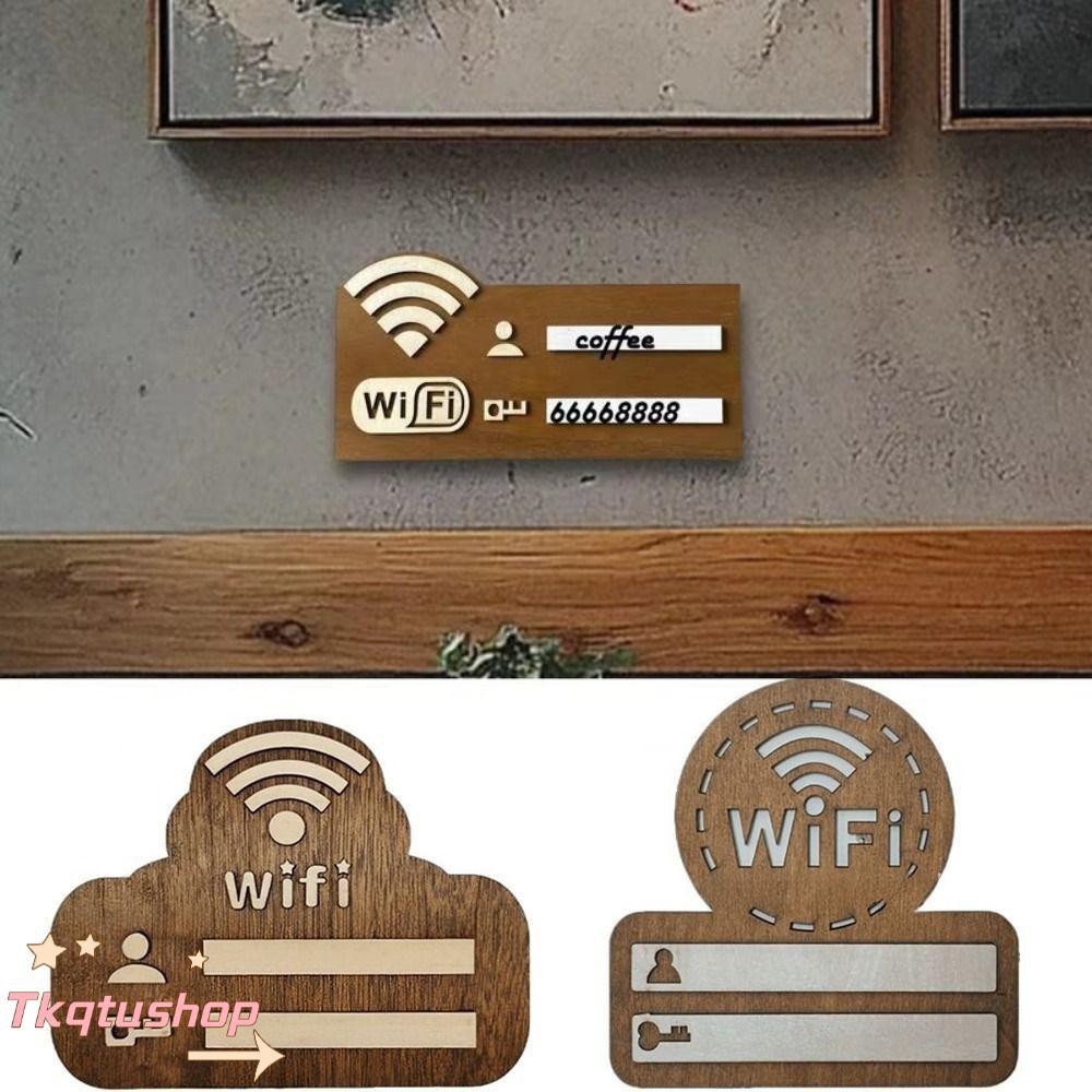 IMIHAN1 ป้ายรหัสผ่าน WiFi, สติ๊กเกอร์ติดผนัง WiFi เขียนซ้ําได้ติดผนัง, ไม้วินเทจอเนกประสงค์ใช้ลายมือ WiFi ตัวบ่งชี้ตกแต่งบ้าน