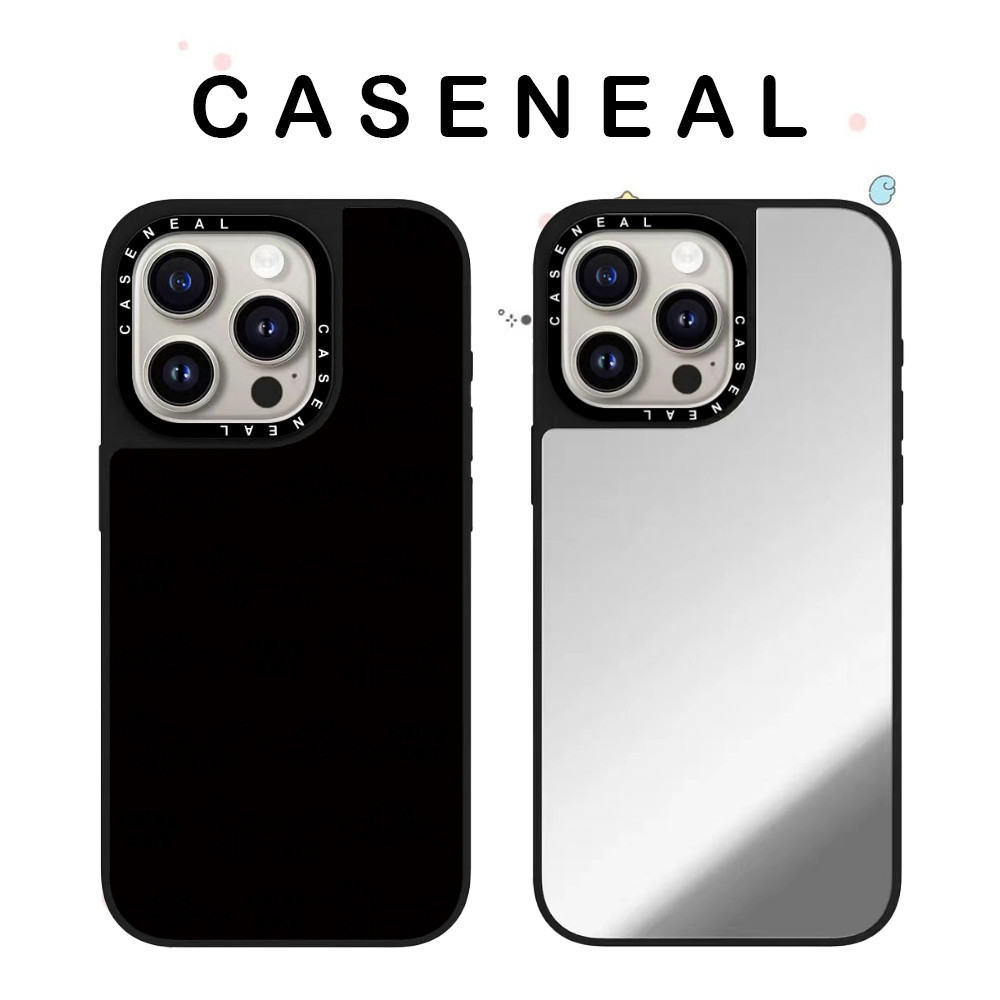 สีดําและสีขาวกระจก Anti Drop CASENEAL เคสโทรศัพท์เหมาะสําหรับ iPhone 17 ProMax 17 Pro 17 Air 16promax 16 15 14promax 13 13promax สีดําขอบฝาครอบป้องกัน