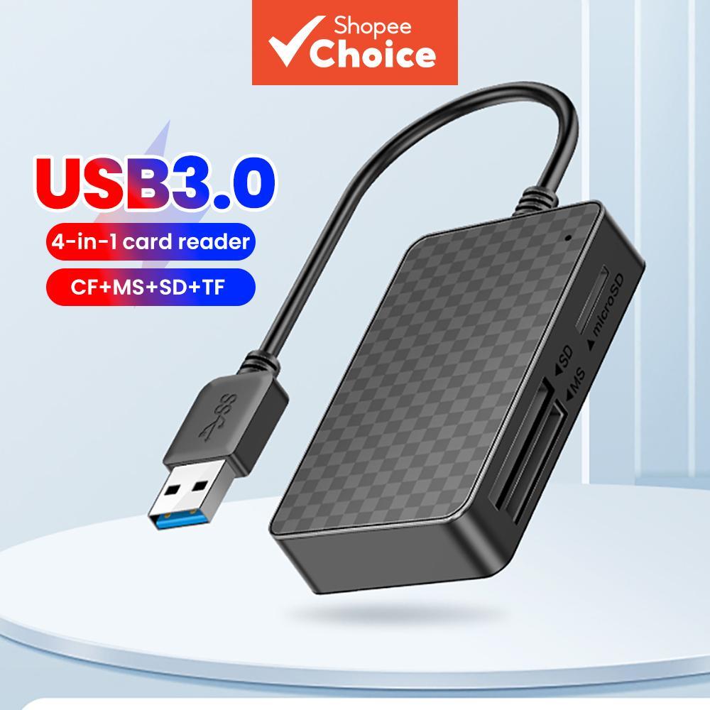 เครื่องอ่านการ์ด USB 3.0 เครื่องอ่านการ์ดหน่วยความจําอัจฉริยะความเร็วสูง 4-in-1 สําหรับ CF MS SD TF Card แล็ปท็อปพีซี