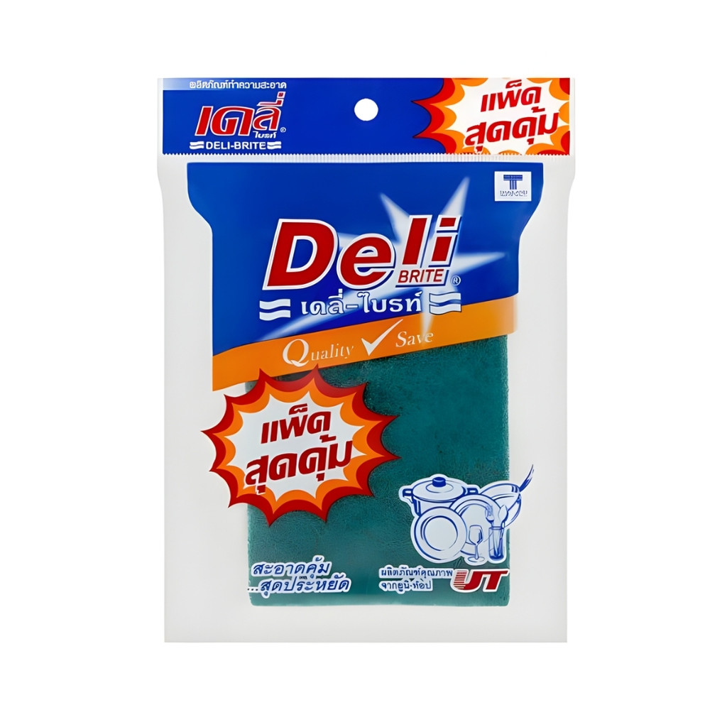 เดลี่-ไบรท์ แผ่นใยขัด Deli-Brite Scouring Pad 5Pcs.