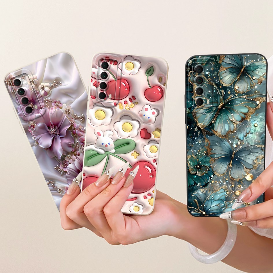 สําหรับ Huawei P สมาร์ท 2021 กรณี PPA-LX1 PPA-LX2 ดอกไม้ยอดนิยมซิลิโคนนุ่มสําหรับ Huawei Y7a PPA-LX3