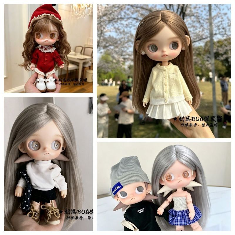 [เฉพาะวิกผม] [คอลเลกชันวิกผม] ตุ๊กตาการ์ตูน ฐาน น้องสาวตุ๊กตาผ้าขนาดเล็ก อุณหภูมิสูง ผ้าไหม วิกผมหลากสี ผมหยิกเอ็มบริโอ พร้อมสต็อก