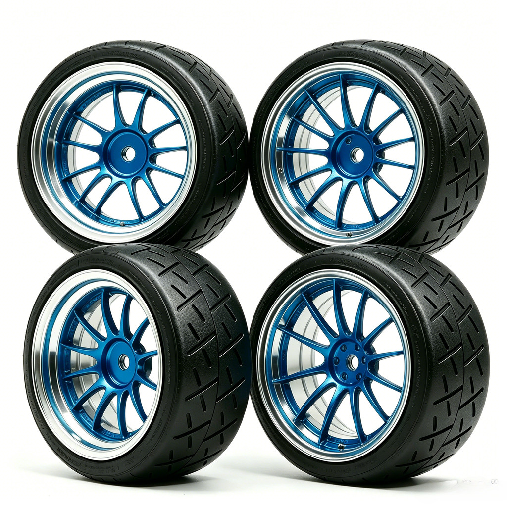 6030SBL/6012 Blue-01036 ยาง 66 มม.และชุดล้อสําหรับ 1:10 HSP HPI Wltoys SAKURA D3 TAMIYA TT02