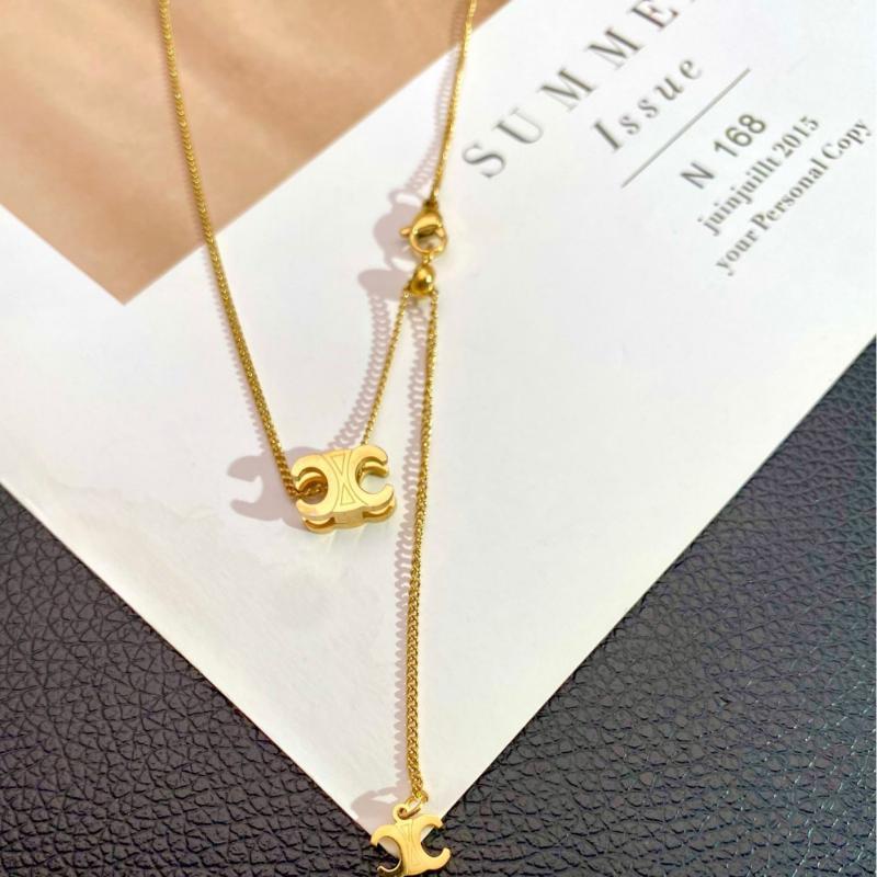 ใหม่ญี่ปุ่นและเกาหลี Ins Triumphal Arch ดึงสร้อยคอ Clavicle Chain ไทเทเนียมเหล็กอารมณ์ Niche แฟชั่นร้อยจับคู่เครื่องประดับ