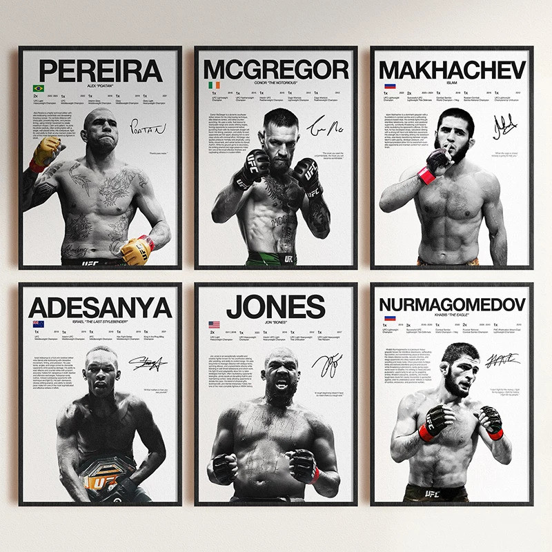 โปสเตอร์ต่อสู้ตํานานชกมวยที่มีชื่อเสียง, แรงบันดาลใจ UFC พิมพ์ ILIA TOPURIA, ภาพวาดผ้าใบ, ศิลปะผนัง,