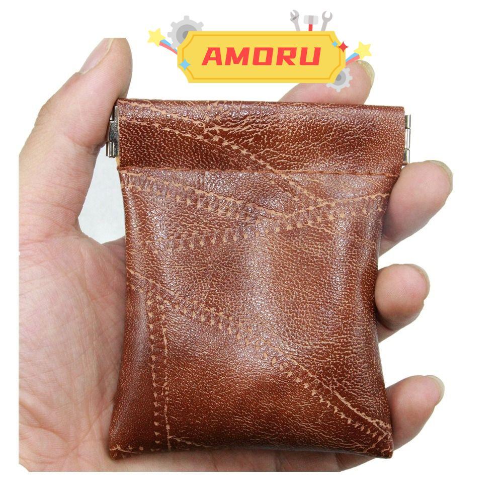 AMOR12U7 Mini Wallet, Leather Self-closing Lipstick Bag, Practical Card Holder Men