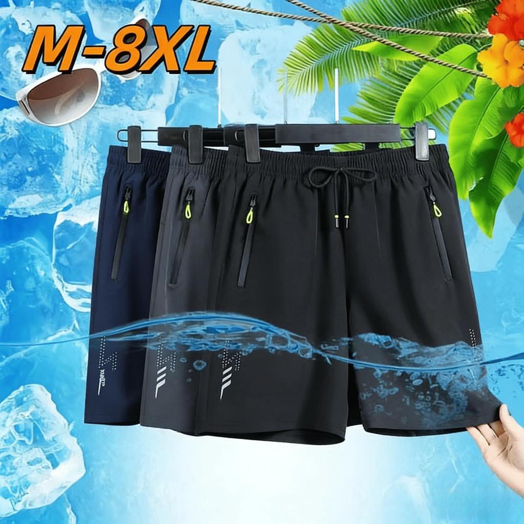 M-8XL กางเกงขาสั้นใหม่สําหรับผู้ชาย ผู้หญิงแห้งเร็วและหลวมกางเกงกีฬา ผ้าเรยอน เย็นใส่สบาย
