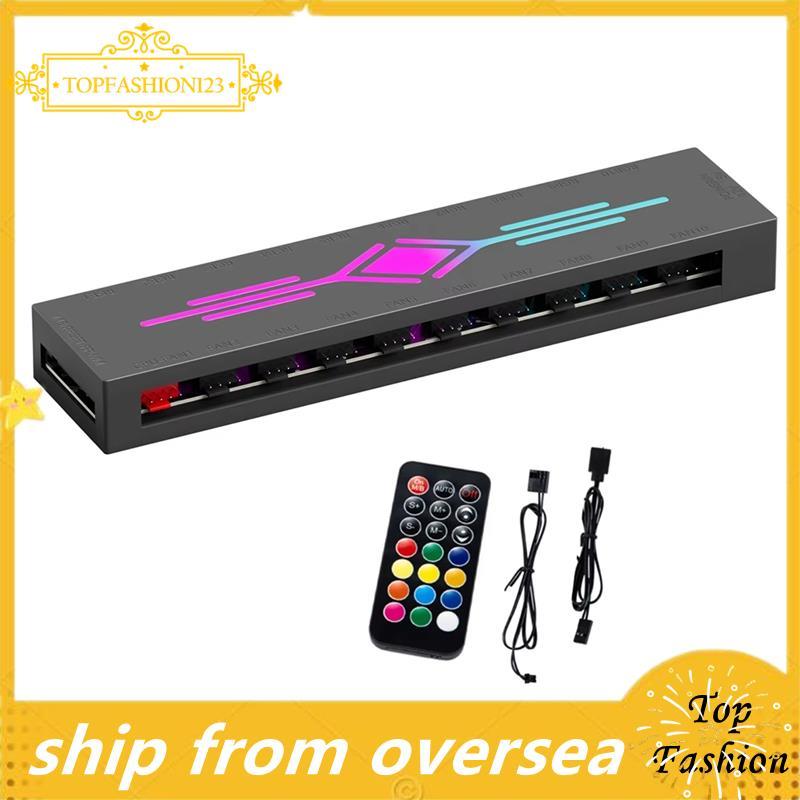 HA60 ARGB&FAN HUB X10 5V 3Pin + PWM 4Pin 2 in 1, รองรับ M/B AURA SYNC & Music Induction & IR รีโมทคอ