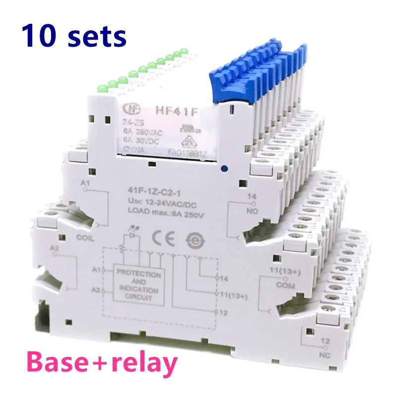 10 ชิ้น HF41F 5 12 24 -ZS HF41F-12-ZS HF41F-24-ZS Fast สายไฟสีดําสีแดง 41F-1Z-C2-1 6A 1CO Slim รีเลย