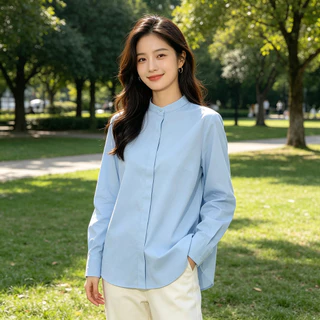 เสื้อเชิ้ตผู้หญิงแขนยาว รุ่นใหม่ เสื้อทำงานผู้หญิง เสื้อออฟฟิศ ทรงเข้ารูป สุภาพ ดูดี สไตล์เกาหลี