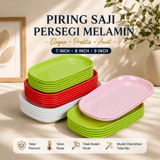 Piring Saji Persegi Panjang Melamin Ala Resto Cafe Tebal 7,8 Inch Melamin 100% Asli