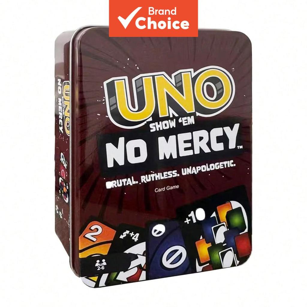 Uno No Mercy Card Game กล่องเหล็กรายการสุดท้ายของขวัญวันเกิดสําหรับผู้ใหญ่ Party Games Travel Strategic Fun