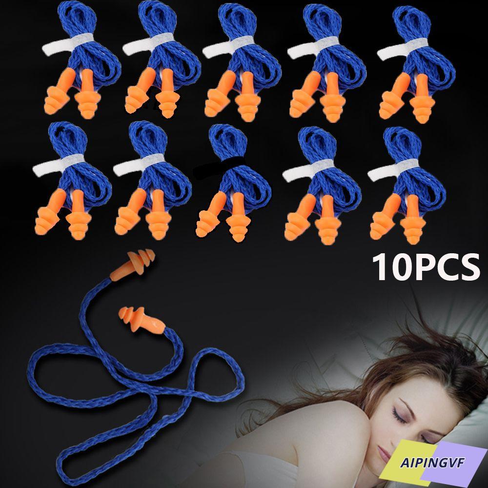 AIPINGVF 10 ชิ้นปลั๊กอุดหู Sleeping Xmas Tree Shape นํากลับมาใช้ใหม่ป้องกันการได้ยินพร้อมแบบมีสาย