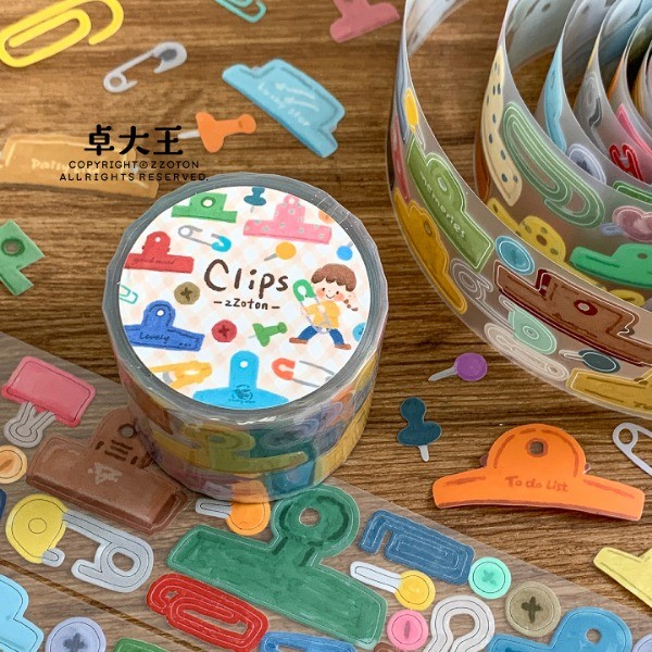 [คอลเลกชันจํานวนจํากัด] เทปไดคัท Zhuo Dawang [Azhu Clip Something] Clip Pin Nail Handbook วัสดุอุปกรณ์ต่อพ่วงแอนิเมชั่นทุกคู่