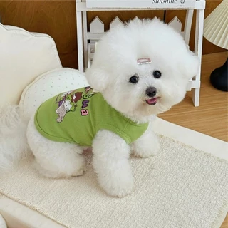 น่ารักนัวเนียเสื้อผ้าสุนัขสําหรับ ชิสุ การ์ตูนสัตว์เลี้ยงเสื้อกั๊กฤดูร้อนบางแมว เสื้อยืด ลูกสุนัขกล้าม