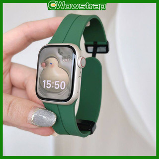 สายรัดซิลิโคนแม่เหล็ก for IWatch Apple Watch Ultra 3 2 49มม Series 11 10 9 8 7 6 5 4 SE 3 2 1 46 45 44 42 41 40 38มม